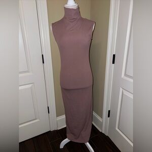 House of Harlow Revolve Ribbed Bodycon Maxi Dress Mock Neck Dusty Rose Size S